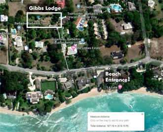 Gibbs Lodge Barbados Distance to Beach